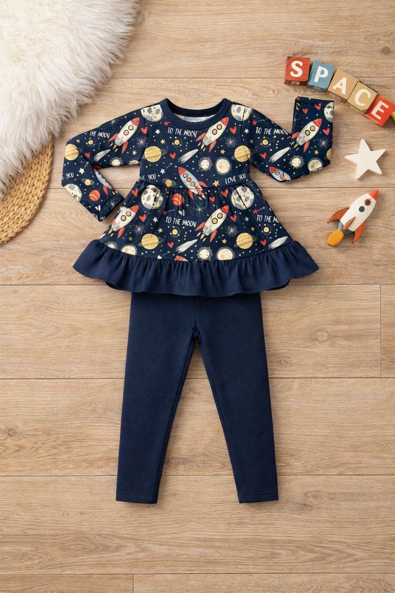 To The Moon Peplum Bamboo Set
