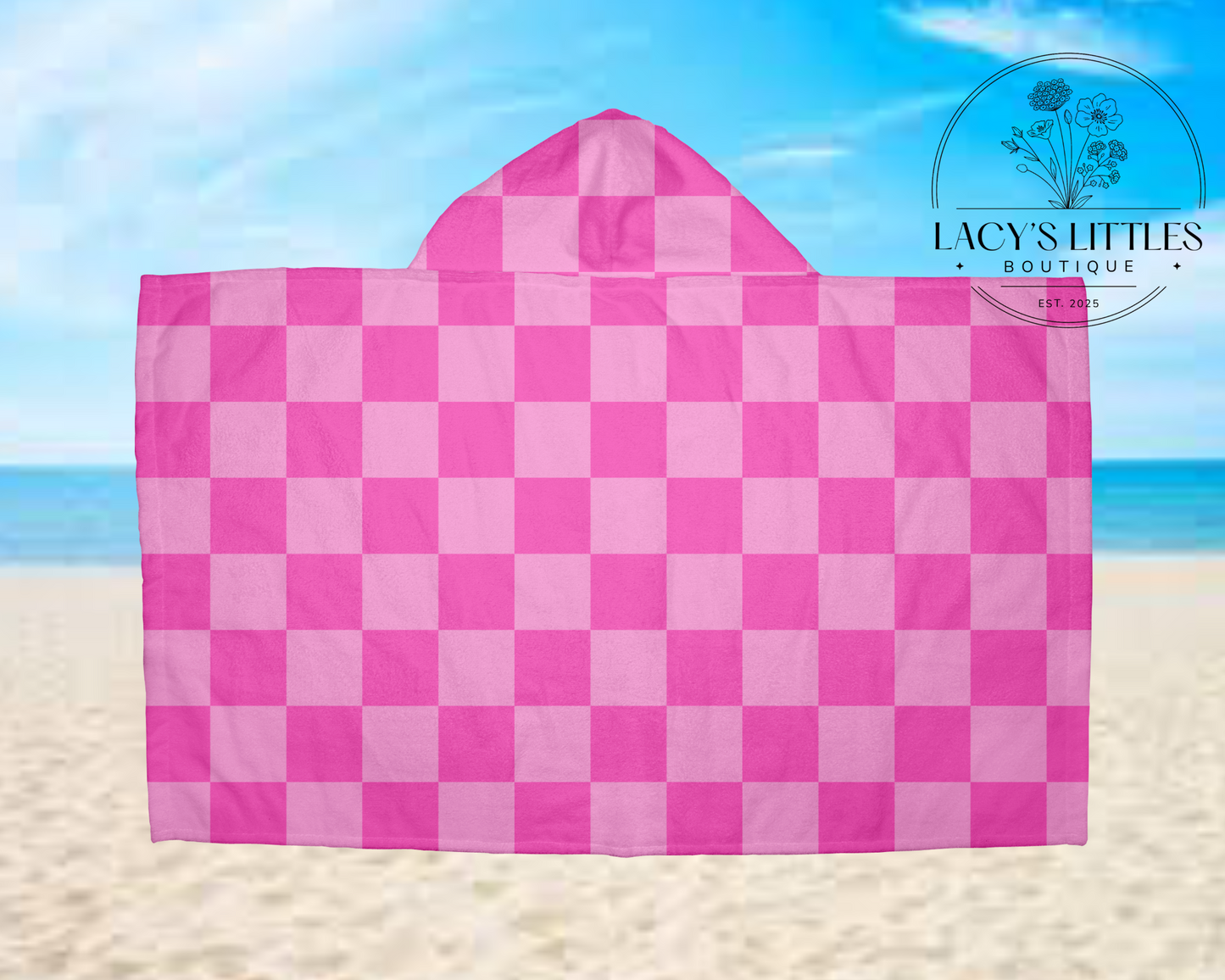 Pink Check Hooded Towel