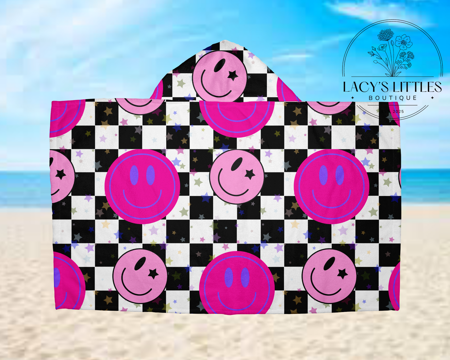 Girl Smiley Faces Hooded Towel