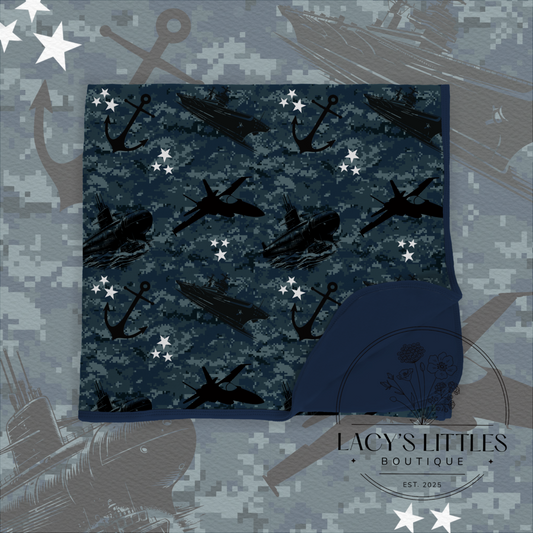 Navy Double Layer Blanket (Black Back)