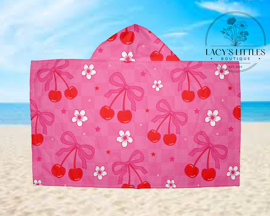 Cherry Bows Hooded Towel