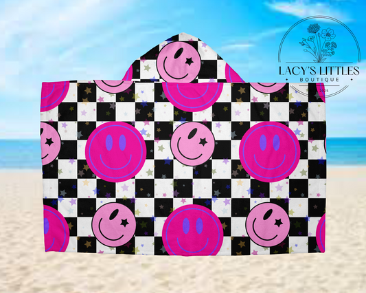 Girl Smiley Faces Hooded Towel