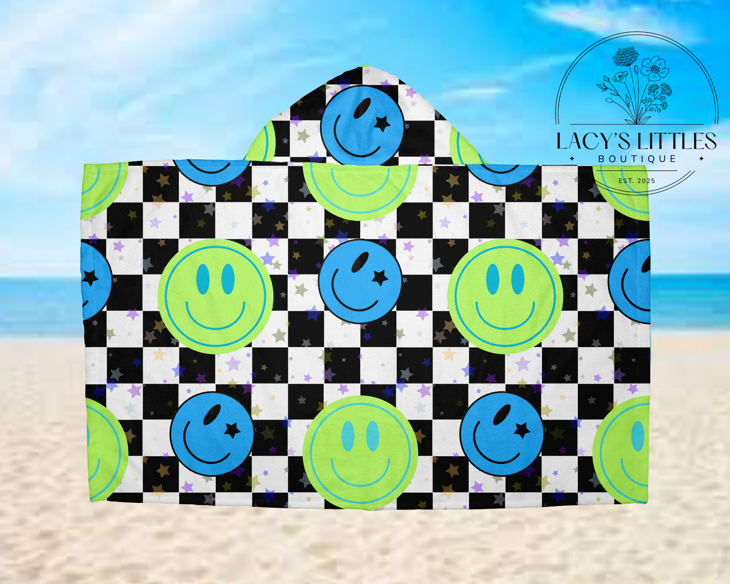 Boy Smiley Faces Hooded Towel